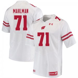 Men's Wisconsin Badgers NCAA #71 Riley Mahlman White Authentic Under Armour Stitched College Football Jersey NC31T16SX